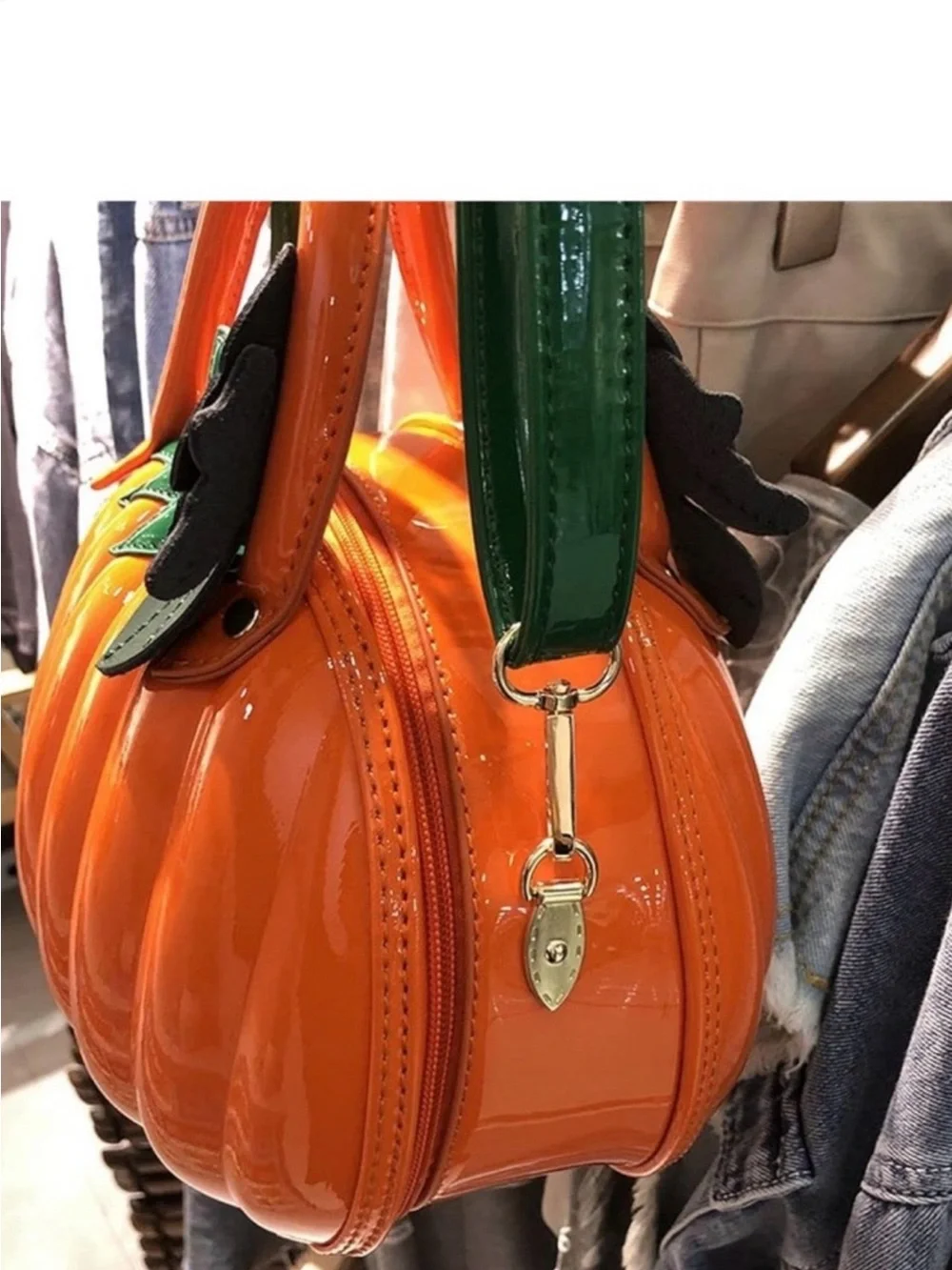 Pumpkin Crossbody Bag with Strap - 3D Glossy